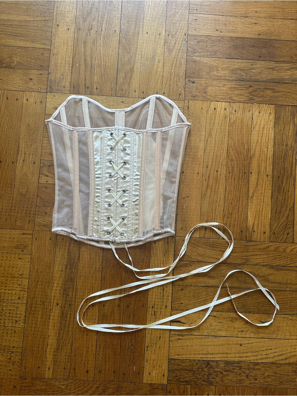 Perfect Corset NYC Sheer Bustier Corset in Nude, Pale Pink, and Ivory | Size S